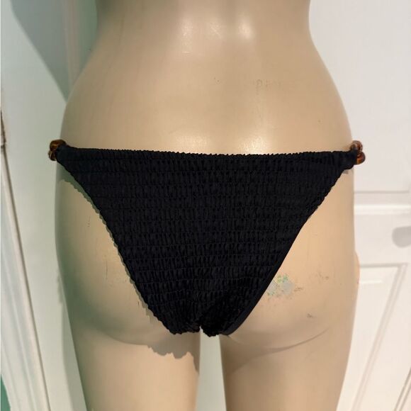 Black Textured Bikini Bottom with Gold Accents. Summer Haus - Picture 5 of 5